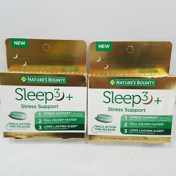2 pack- Nature's Bounty Sleep3+ Stress Support 28Tablets ea. Exp 2/23 or better - Picture 1 of 7